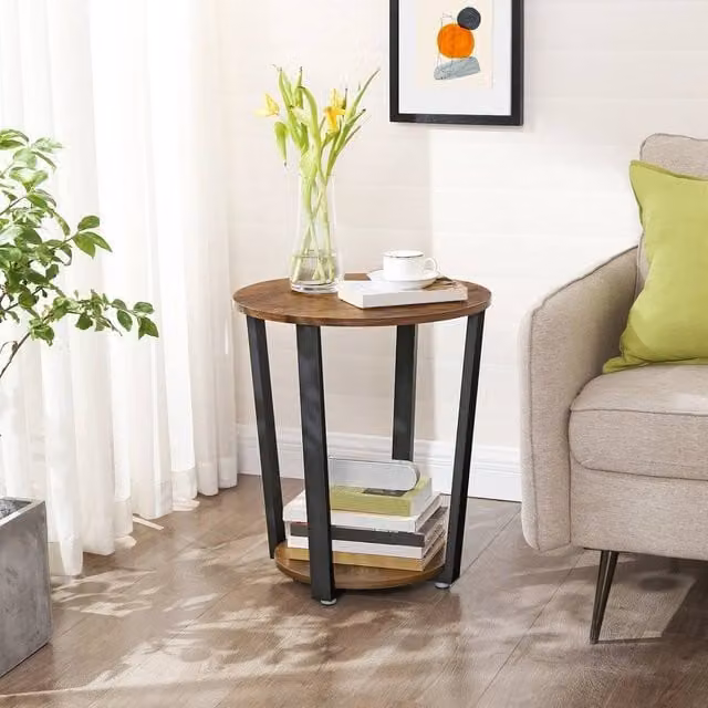 SPETLEK Retro Round Coffee Table in Brown, W/D/H: 60 x 60 x 57 cm