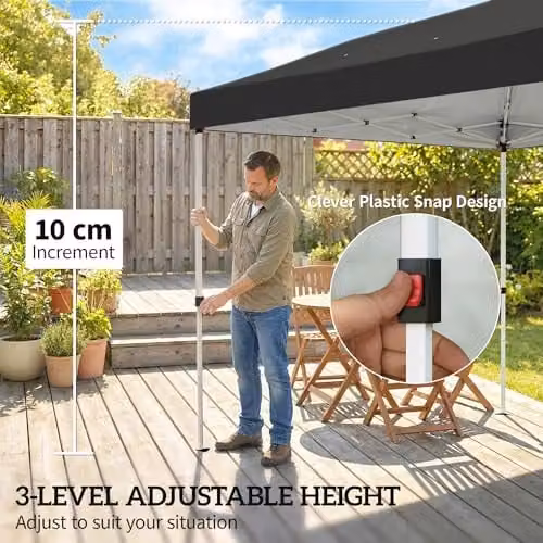 Outsunny Pop Up Gazebo with UPF 50+ Protection, Black, W: 300 cm, D: 300 cm, H: 285 cm – 4