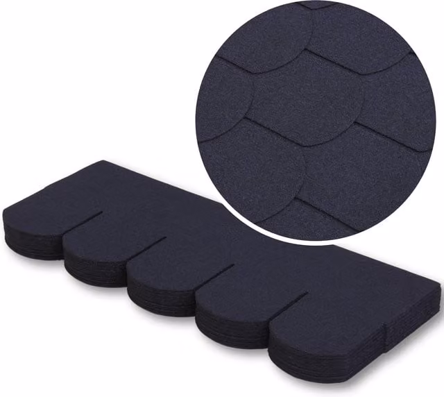 Novecrafto Heavy Duty Asphalt Roof Shingles in Black Fish Scale Design, 25 Pieces, W: 80 cm, H: 31.5 cm – 1