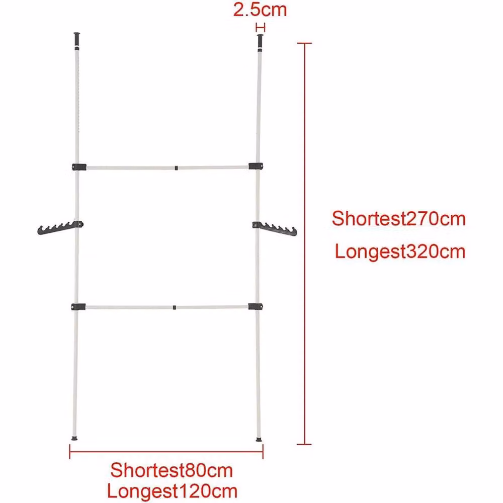 PAWNORA Telescopic Clothes Rail Wardrobe Organiser in White – 2