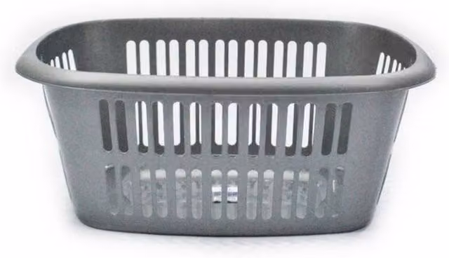 TML Rectangular Plastic Laundry Basket in Silver