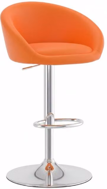 netfurniture Lombardy Kitchen Breakfast Bar Stool with Orange Seat and Chrome Metal Frame