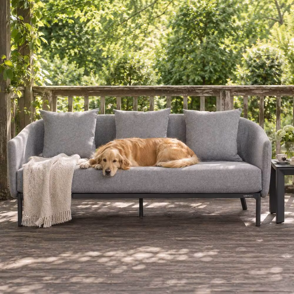Mimo Powder Coated Aluminium Three-Seater Sofa in Grey with Scatter Cushions – 6