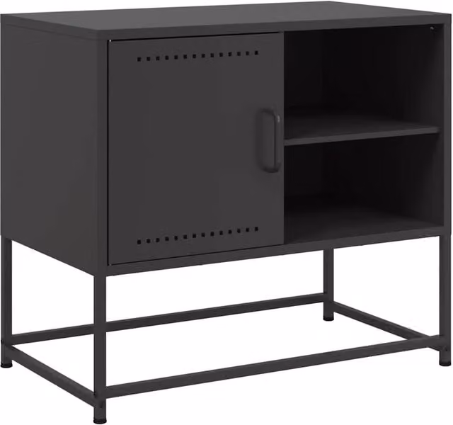 Berkfield Home Industrial Metal TV Cabinet in Black, W: 68 cm, D: 39 cm, H: 60.5 cm