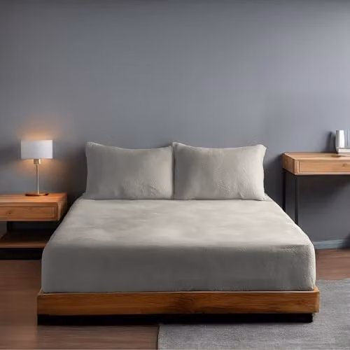 Snug City Home Sweet Home UK Teddy Fleece Extra Deep Fitted Sheet, Single, Beige, W/D/H: 90 x 190 x 30 cm – 3
