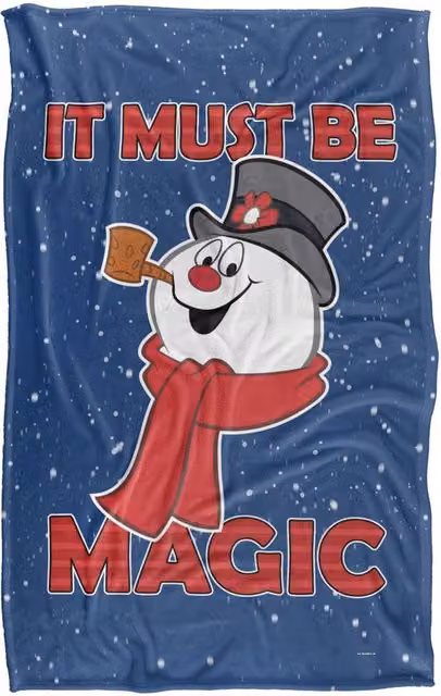LOGOVISION Frosty The Snowman It Must Be Magic Super Soft Silky Fleece Blanket, Multicolour and Blue – 6