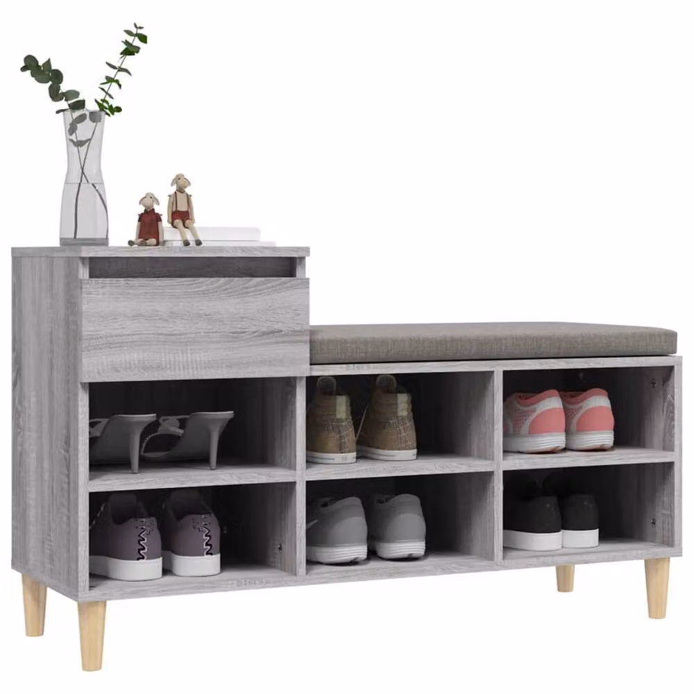Berkfield Home Grey Sonoma Shoe Cabinet with Integrated Seat, W/D/H: 102 x 36 x 60 cm – 3