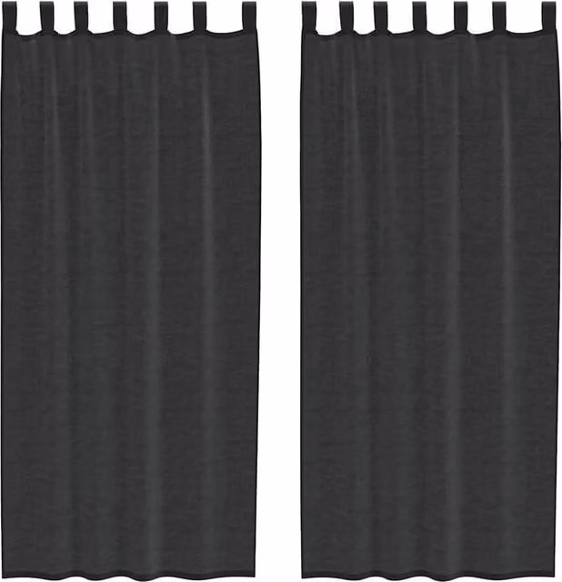 Berkfield Home Black Voile Tab Top Curtains, 2 Pack – 1
