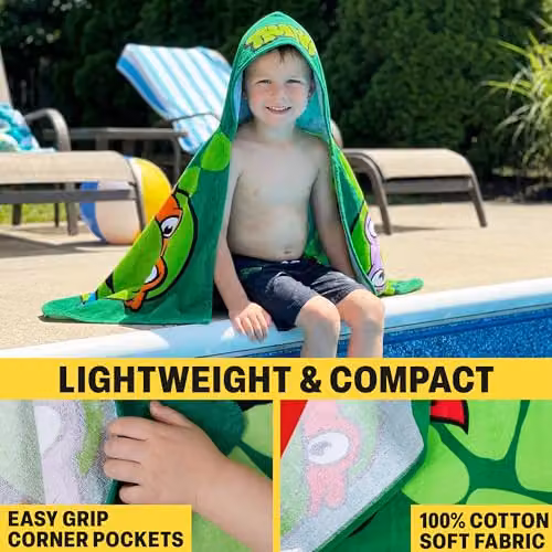 Get Trend Teenage Mutant Ninja Turtles Hooded Bath Towel Poncho in Green – 2