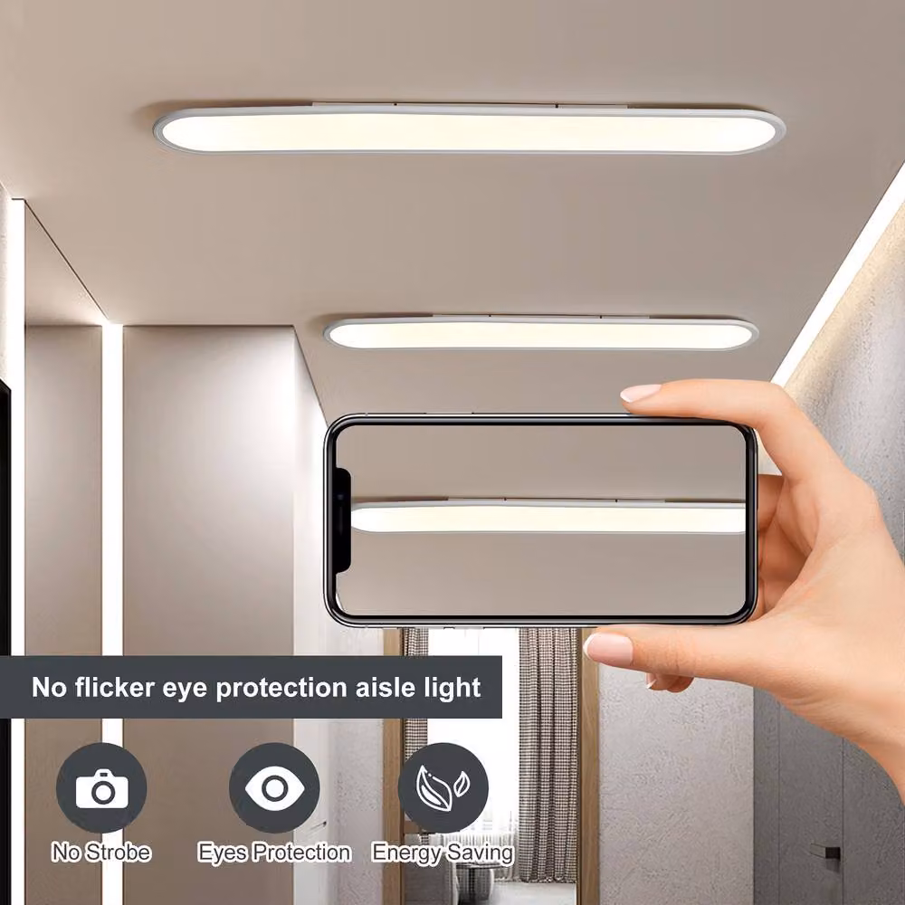 NIVOR Modern Rectangular LED Ceiling Light in White with Remote Control and Dimming Function – 2