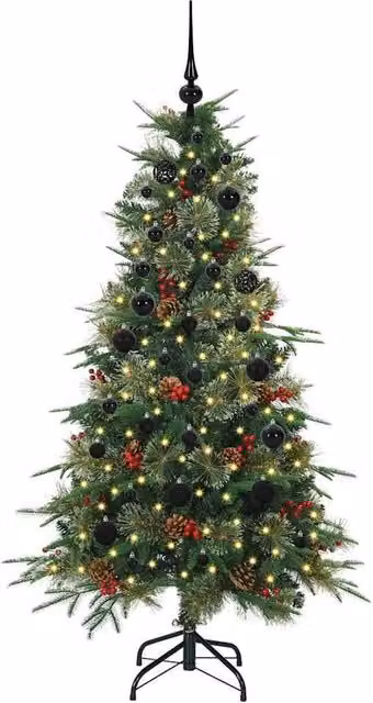 Berkfield Home Elegant Green Artificial Hinged Christmas Tree, Height: 150 cm