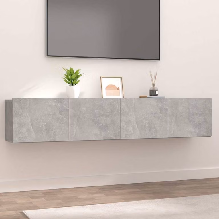 Berkfield Home Set of 2 Modern TV Cabinets in Concrete Grey, W/D/H: 80 x 30 x 30 cm