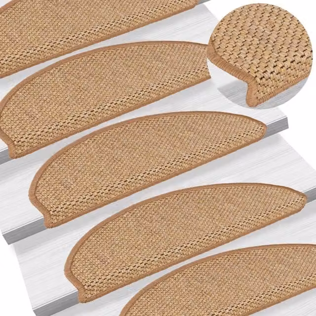 Berkfield Home Self-adhesive Sisal-Look Stair Mats, Orange, 15 Pieces, W: 65 cm, D: 21 cm, H: 4 cm