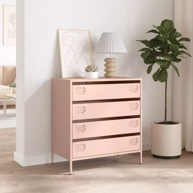 Berkfield Home Pink Metal Sideboard, W: 68 cm, D: 39 cm, H: 73.5 cm – 1