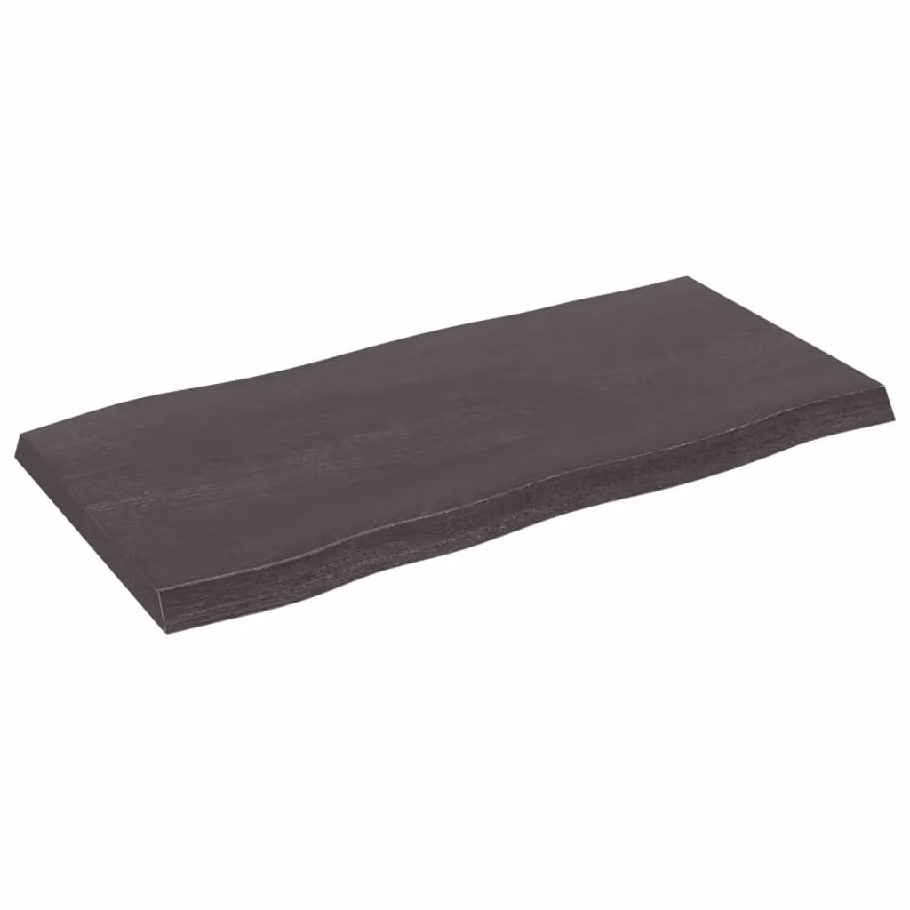Berkfield Home Table Top Live Edge Solid Wood in Dark Grey and Brown, W: 80 cm, D: 40 cm, H: 2-4 cm – 2
