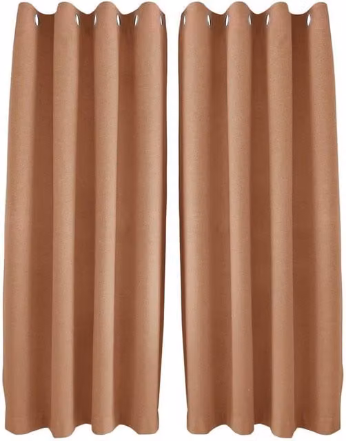 Happy Homewares Modern Textured Linen Fabric Blackout Eyelet Curtains, 2 Panels, Orange, Width: 120 cm, Drop: 160 cm