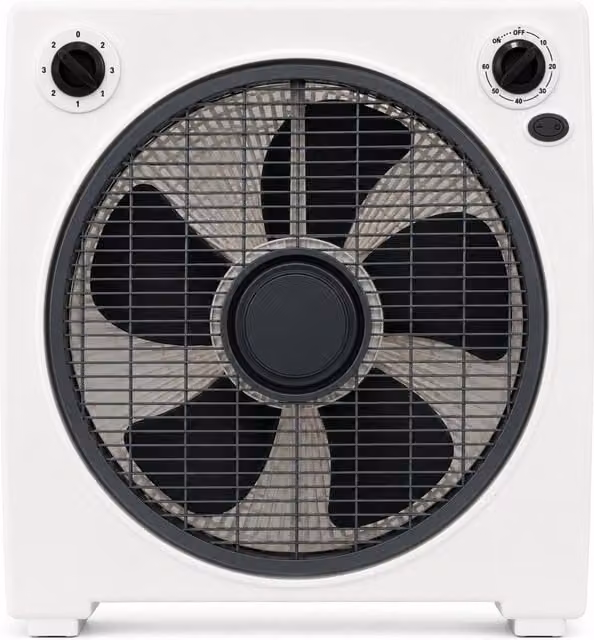 MantraRaj 12 inch Oscillating 3 Speed Compact Table Fan with Timer, White