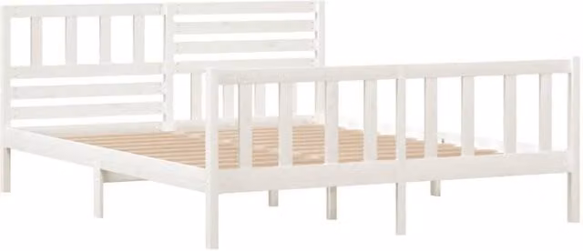 Berkfield Home Beautiful Small Double Bed Frame in White Solid Pine Wood, W/D/H: 200 x 120 x 126 cm