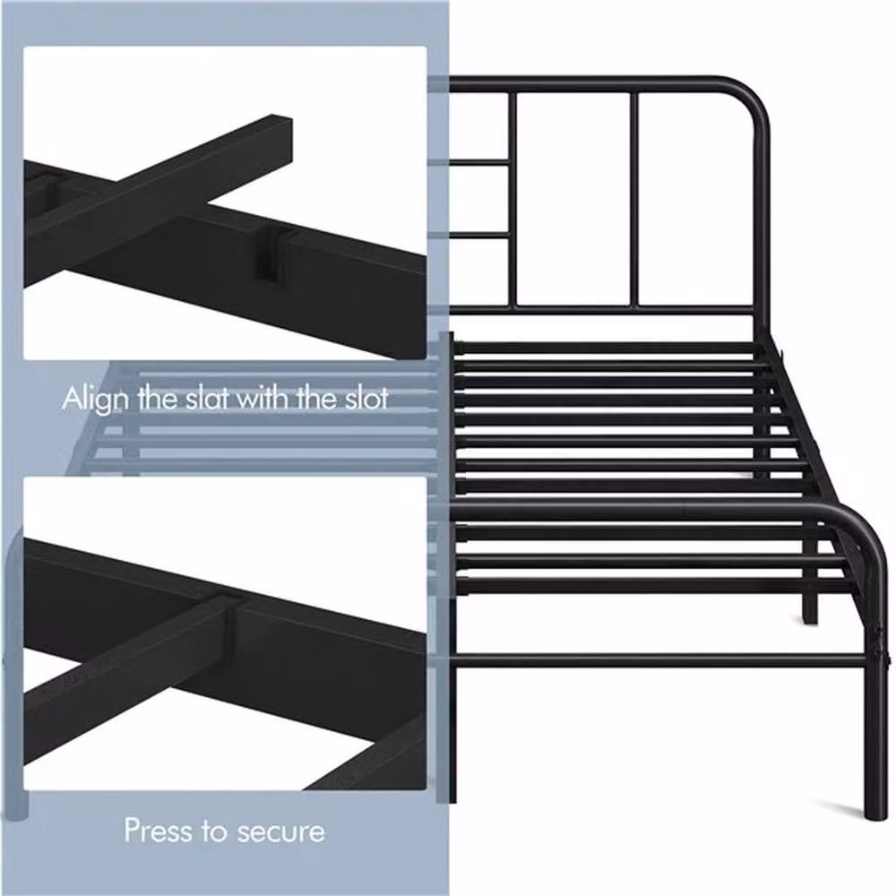 Kelvenix Metal-Framed King Size Bed in Black, W: 150 cm, D: 200 cm – 5
