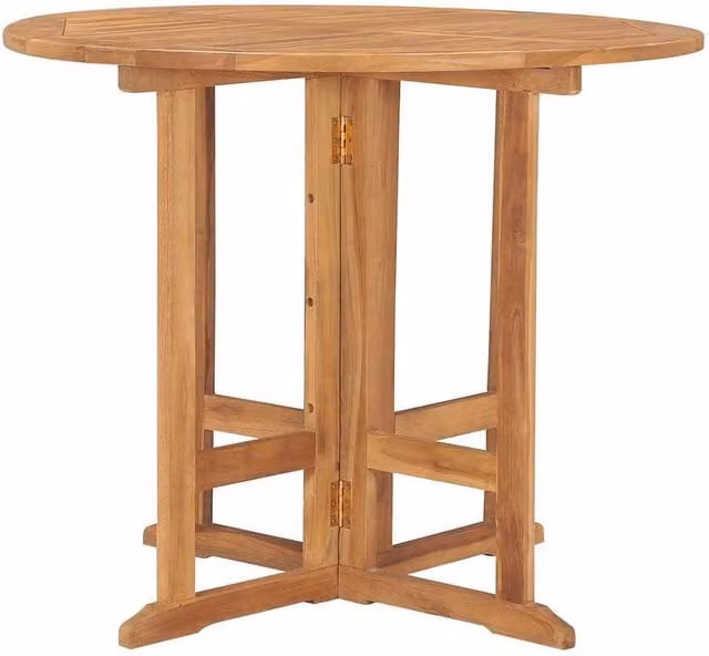 Berkfield Home Durable Folding Garden Dining Table in Brown Solid Teak Wood, Diameter: 90 cm, Height: 75 cm – 1