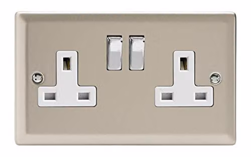 Varilight XN5DW 13A 2 Gang Switched Socket in White Satin