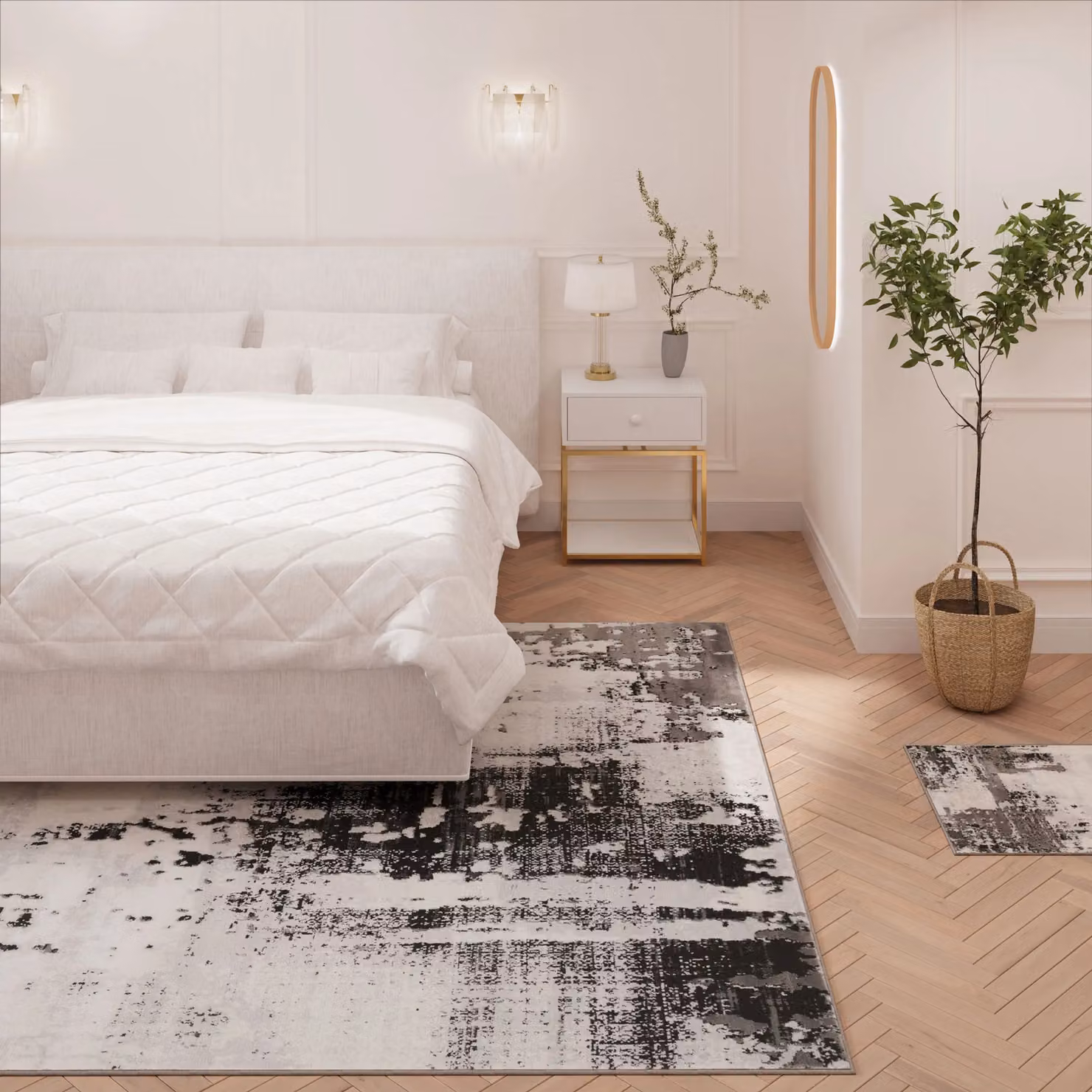 Kukoon Silver Grey Modern Abstract Rectangular Area Rug W: 190 cm, L: 280 cm – 4