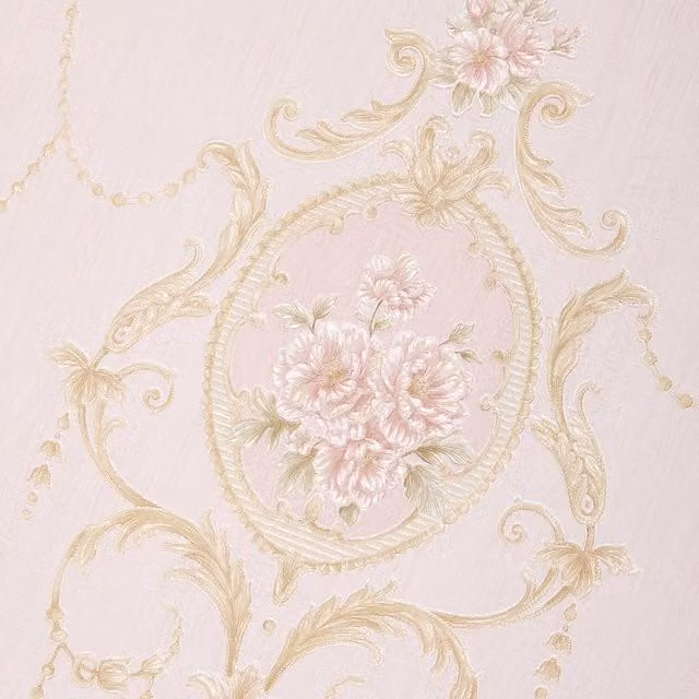Livingandhome Vintage Pink Floral Botanical Non-Woven Damask Wallpaper Roll