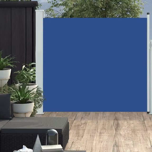 Berkfield Home Blue Retractable Side Awning with Manual Pull and Steel Frame, W/H: 300 x 170 cm – 1