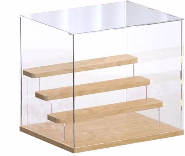 NESTLUNE 4 Tier Toy Model Display Cabinet with Glass Doors in Transparent Clear