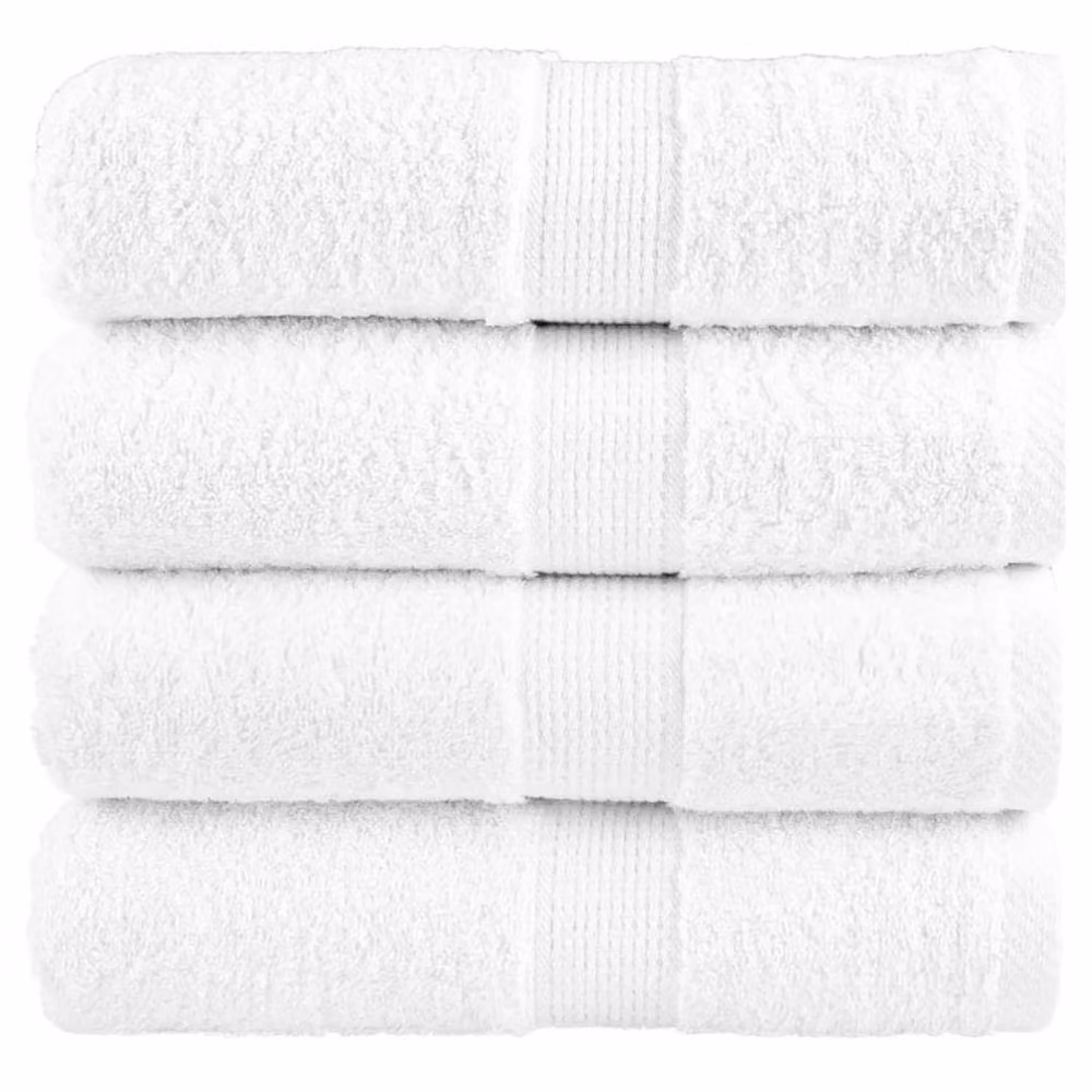 Berkfield Home SOLUND Premium Cotton Terry Guest Towels, White, 4 Pack, W: 30 cm x H: 50 cm, 600gsm – 2
