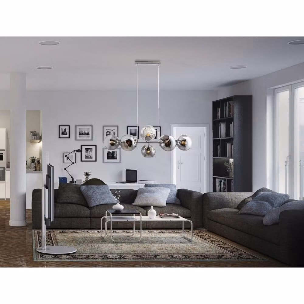 Netlighting Pilar Bar Pendant Ceiling Light in Grey with Smoke Glass Shade and Nickel Matt Finish, 8x E27 – 2