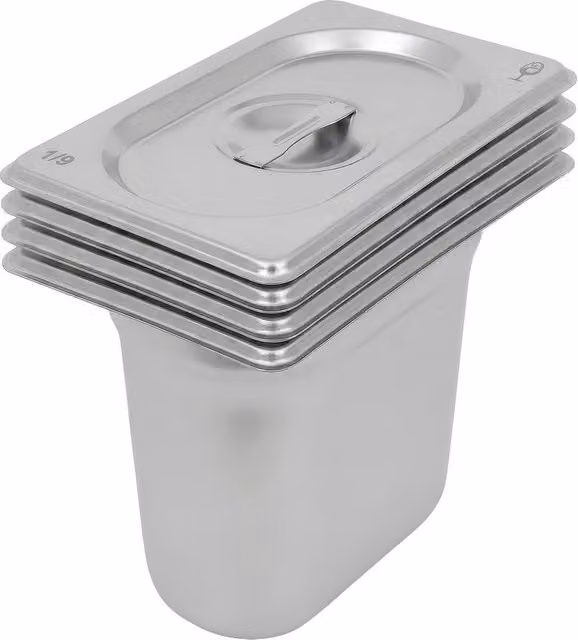 Argon Tableware Stainless Steel Gastronorm Containers with Lids, 1L, Set of 4, Silver – 2