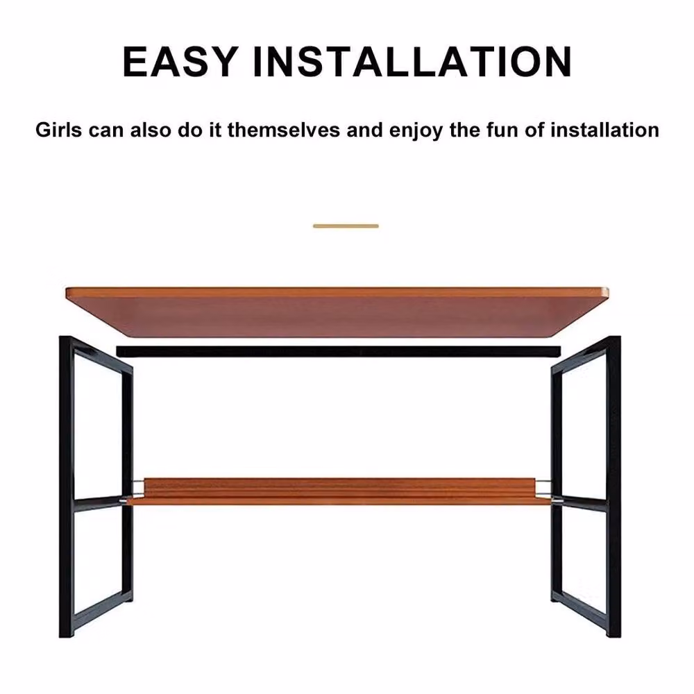 EONLION Brown Computer Desk for Home Office and Study, Width: 100 cm – 2