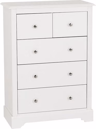Seconique Stratford 3+2 Drawer Chest in White, W/D/H: 80 x 40 x 110 cm