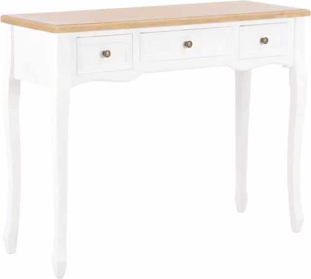 Berkfield Home Classic Lacquered Pine Dressing Console Table with 3 Drawers, White