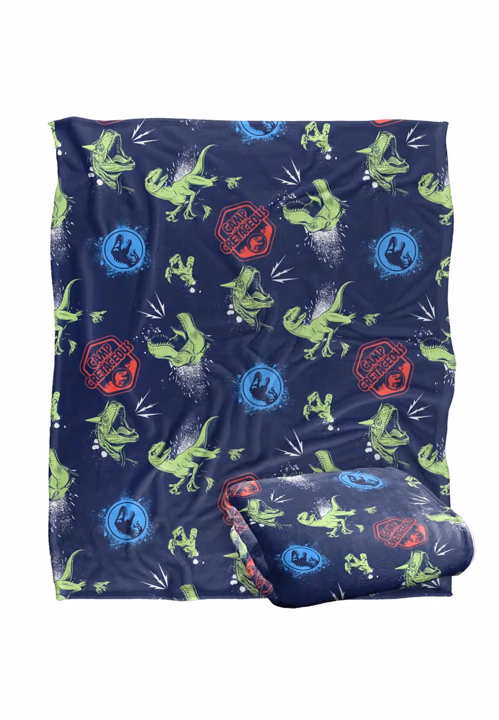 Universal Jurassic Park Graffiti Silky Touch Super Soft Throw Blanket in White, W: 152 cm, D: 127 cm – 2