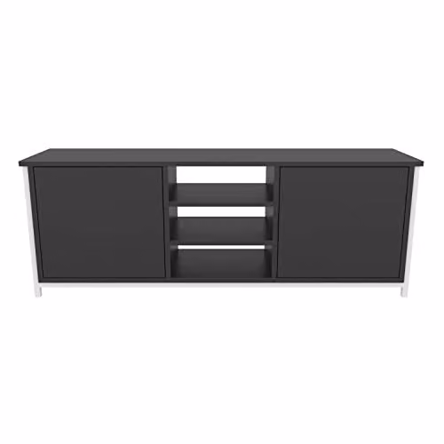 DECOROTIKA Otis Modern TV Unit Media Console in White and Anthracite, W: 140 cm, D: 35 cm, H: 51 cm – 1