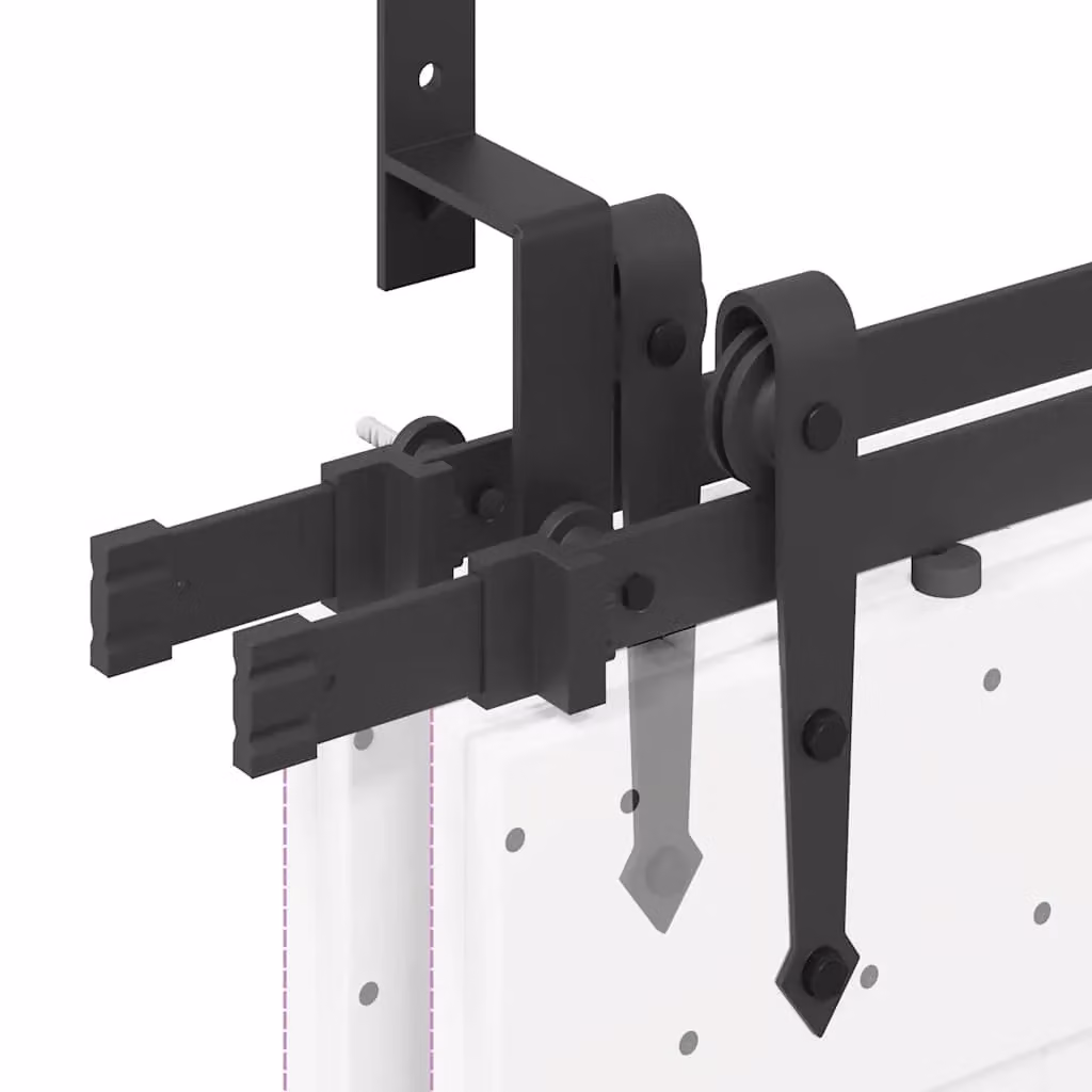 Berkfield Home Sliding Door Hardware Kit 213 in Black Steel – 2