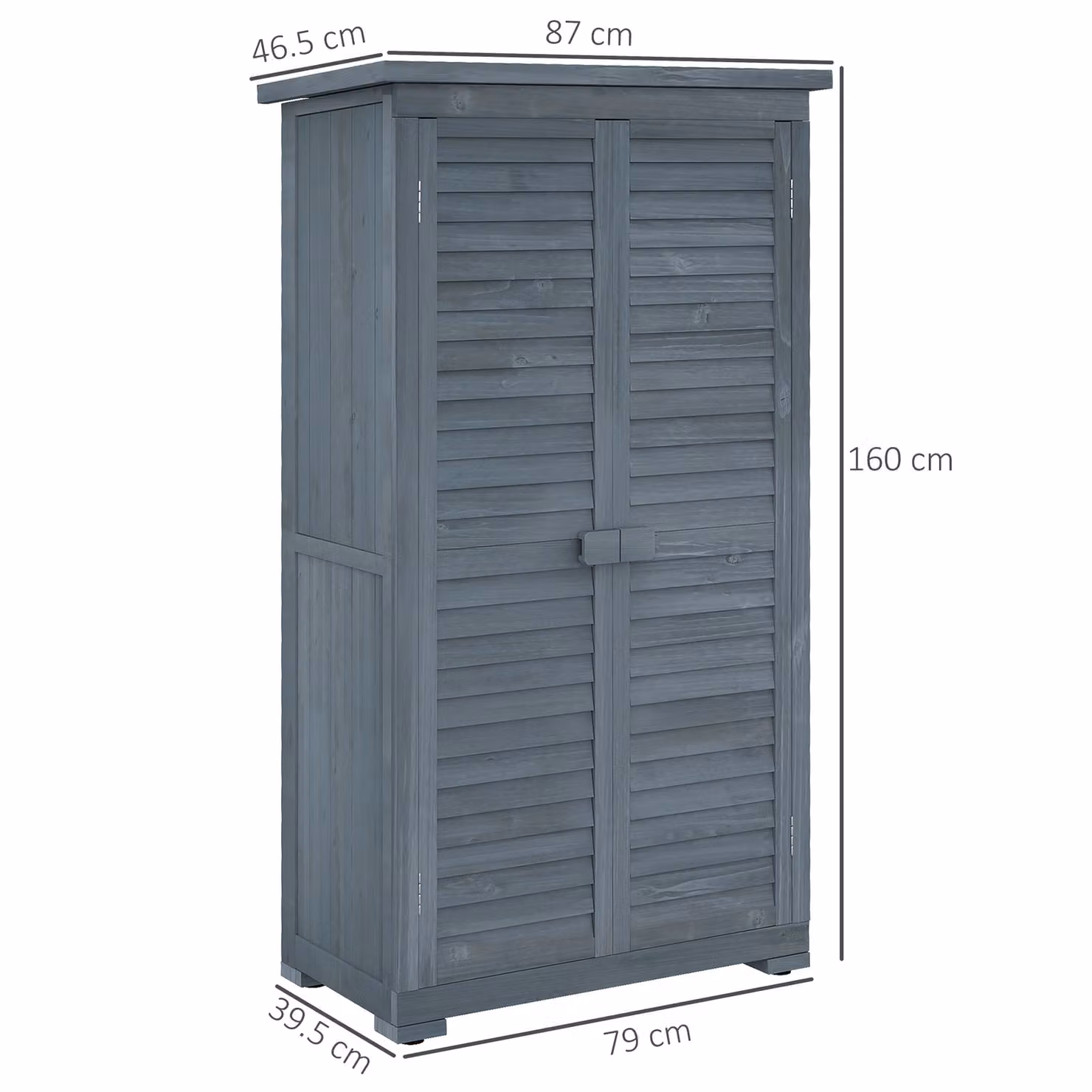 Outsunny Grey Outdoor Storage Cabinet with 3-Tier Shelves and Double Doors, W/D/H: 87 x 47 x 160 cm – 3