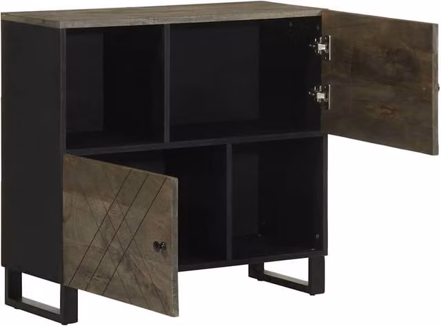 Berkfield Home Black Mango Wood Sideboard W/D/H: 80 x 33 x 75 cm – 1