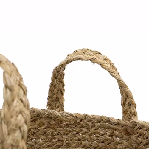 JVL Palma Natural Belly Storage Basket with Handles in Sand and Beige, W/D/H: 27.0 x 24.0 x 27.0 cm – 2
