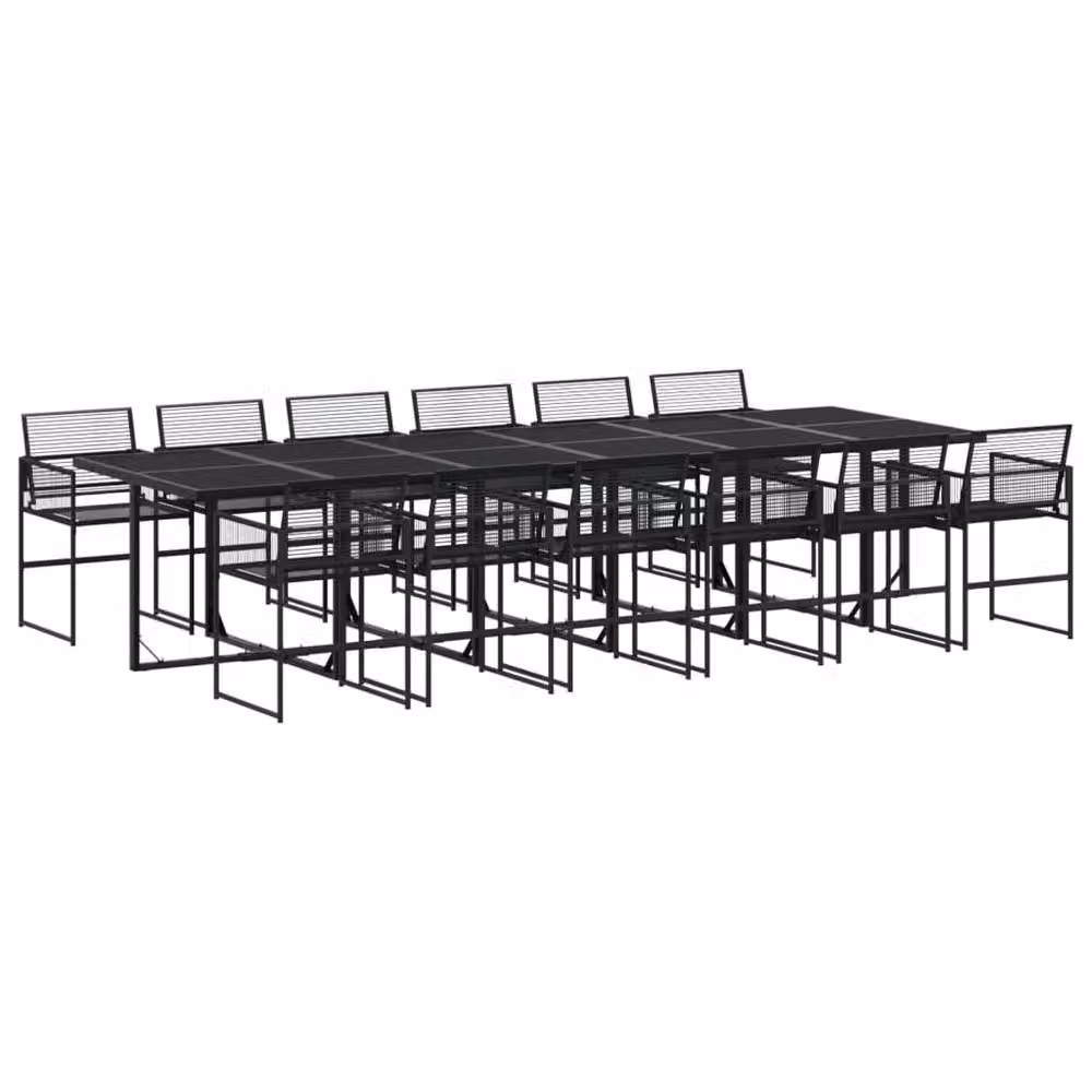 Berkfield Home Beautiful 13 Piece Black Poly Rattan Garden Dining Set with Glass Tabletop – 2