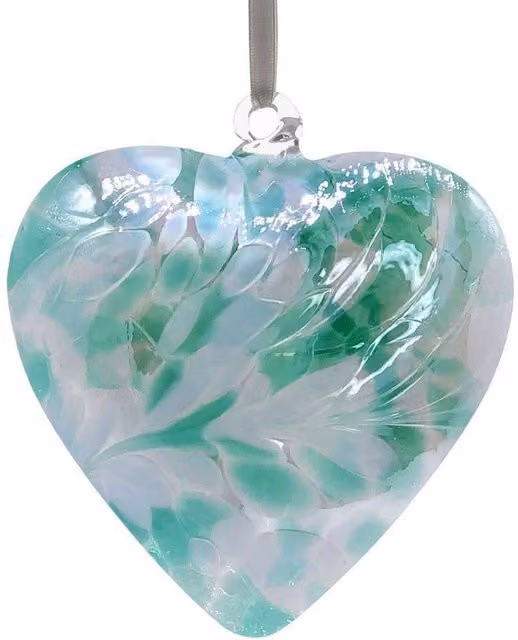 Sienna Glass Proud of You Friendship Heart Hanging Glass Pendant in Light Green, 8 cm
