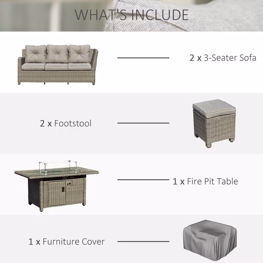 STILVORA Modern 8-Seater Grey Garden Sofa with Metal Frame – 3