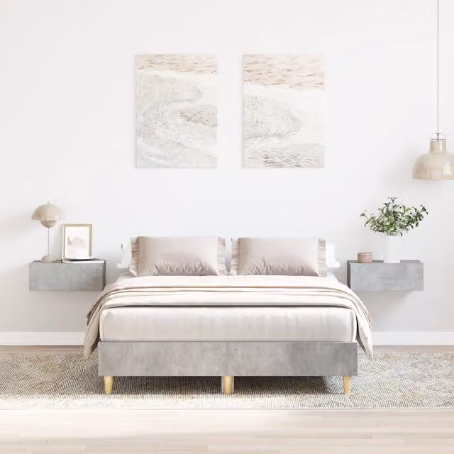 Berkfield Home Engineered Wood Bed Frame in Grey, W/D/H: 120 x 190 x 25 cm