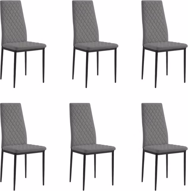 Home Detail Sona Faux Leather Dining Chair Set of 4 in Grey with Black Legs
