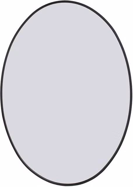 Living and Home Oval Aluminium Alloy Framed HD Float Glass Bathroom Mirror in Black
