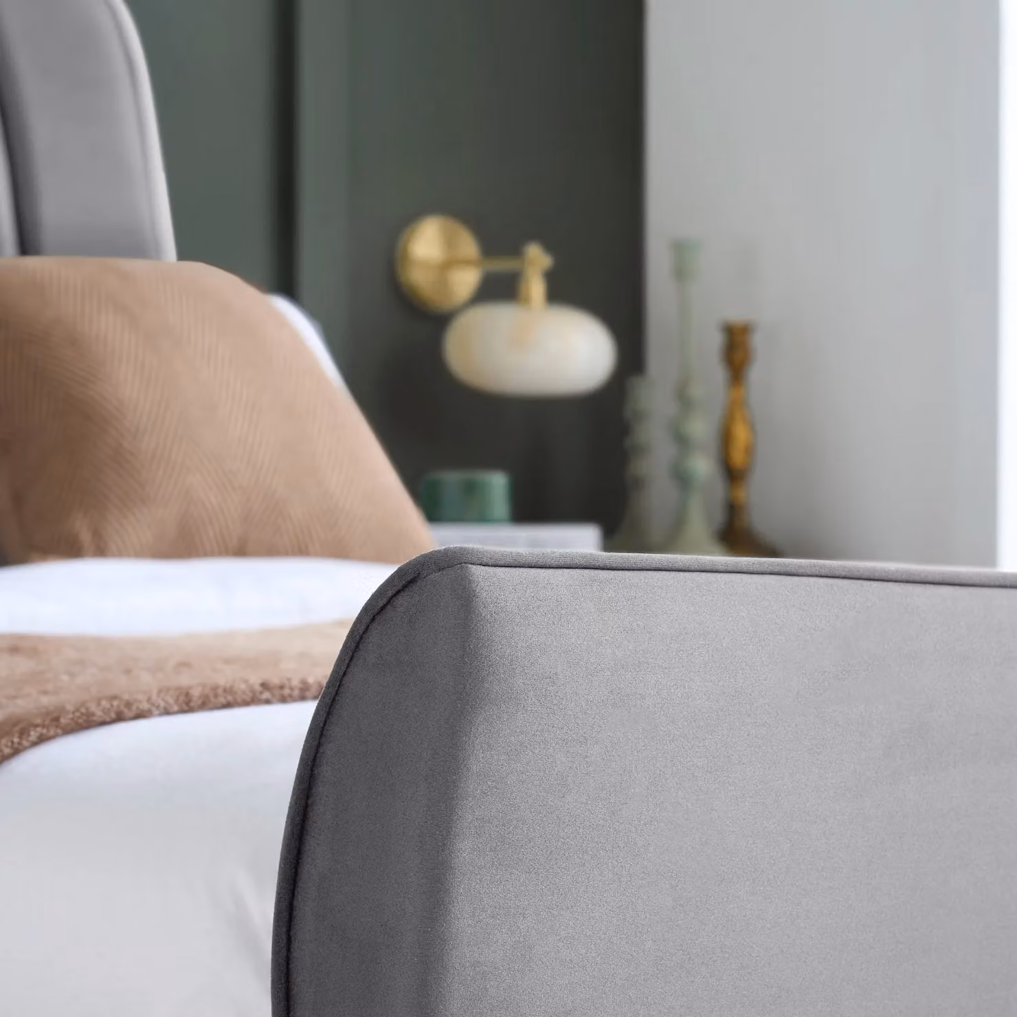 Birlea Clover Grey Velvet Fabric Upholstered Bed Frame with Lift Up Base, W/D/H: 120 x 200 x 116 cm – 5