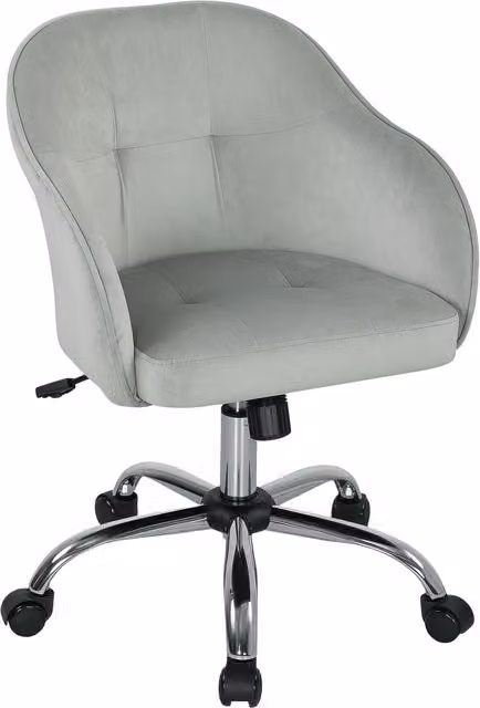 HOMCOM Grey Velvet Swivel Task Office Chair with Armrests and Castors, W/D/H: 46 x 46 x 120 cm – 1