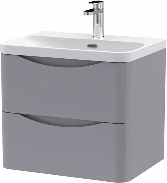 Balterley Arch Wall Hung 2-Drawer Bathroom Vanity with Ceramic Basin, Grey